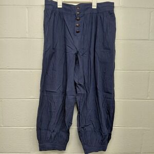 Medieval Renaissance Viking Pirate XXL 38" Waist Blue Cotton Ankle Pants NEW